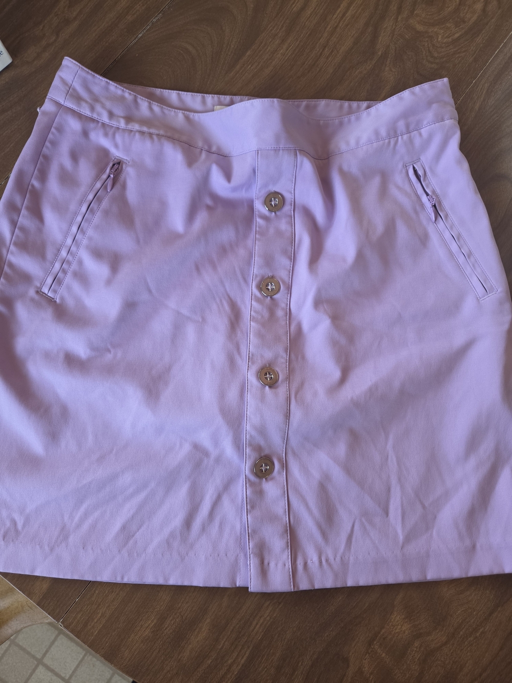 Button-Front Pale Purple Athleisure Skort